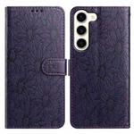 For Samsung Galaxy S23+ 5G Daisy Embossed Leather Phone Case(Dark Purple)