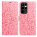 For Samsung Galaxy S23 Ultra 5G Daisy Embossed Leather Phone Case(Pink)