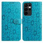 For Samsung Galaxy S23 Ultra 5G Daisy Embossed Leather Phone Case(Blue)