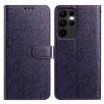 For Samsung Galaxy S23 Ultra 5G Daisy Embossed Leather Phone Case(Dark Purple)