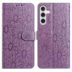 For Samsung Galaxy S23 FE 5G Daisy Embossed Leather Phone Case(Light Purple)