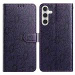 For Samsung Galaxy S23 FE 5G Daisy Embossed Leather Phone Case(Dark Purple)