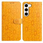 For Samsung Galaxy S23 5G Daisy Embossed Leather Phone Case(Yellow)