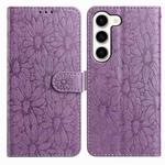 For Samsung Galaxy S23 5G Daisy Embossed Leather Phone Case(Light Purple)