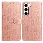 For Samsung Galaxy S23 5G Daisy Embossed Leather Phone Case(Rose Gold)