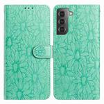 For Samsung Galaxy S22+ 5G Daisy Embossed Leather Phone Case(Green)