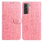 For Samsung Galaxy S21+ 5G Daisy Embossed Leather Phone Case(Pink)