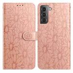 For Samsung Galaxy S21+ 5G Daisy Embossed Leather Phone Case(Rose Gold)