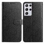 For Samsung Galaxy S21 Ultra 5G Daisy Embossed Leather Phone Case(Black)
