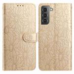 For Samsung Galaxy S21 5G Daisy Embossed Leather Phone Case(Gold)