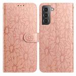 For Samsung Galaxy S21 5G Daisy Embossed Leather Phone Case(Rose Gold)
