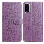 For Samsung Galaxy S20+ 5G Daisy Embossed Leather Phone Case(Light Purple)