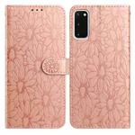 For Samsung Galaxy S20+ 5G Daisy Embossed Leather Phone Case(Rose Gold)