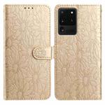 For Samsung Galaxy S20 Ultra 5G Daisy Embossed Leather Phone Case(Gold)