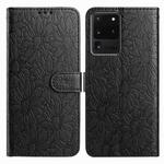 For Samsung Galaxy S20 Ultra 5G Daisy Embossed Leather Phone Case(Black)