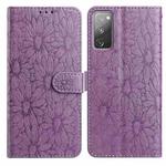 For Samsung Galaxy S20 FE 5G Daisy Embossed Leather Phone Case(Light Purple)