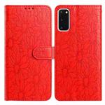 For Samsung Galaxy S20 5G Daisy Embossed Leather Phone Case(Red)