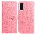 For Samsung Galaxy S20 5G Daisy Embossed Leather Phone Case(Pink)
