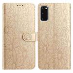 For Samsung Galaxy S20 5G Daisy Embossed Leather Phone Case(Gold)