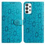 For Samsung Galaxy A73 Daisy Embossed Leather Phone Case(Blue)