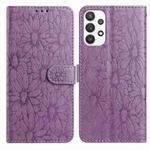 For Samsung Galaxy A53 5G Daisy Embossed Leather Phone Case(Light Purple)