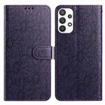 For Samsung Galaxy A53 5G Daisy Embossed Leather Phone Case(Dark Purple)