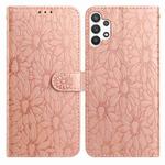 For Samsung Galaxy A32 5G Daisy Embossed Leather Phone Case(Rose Gold)