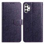For Samsung Galaxy A32 4G Daisy Embossed Leather Phone Case(Dark Purple)