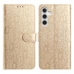 For Samsung Galaxy A25 5G Daisy Embossed Leather Phone Case(Gold)