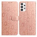 For Samsung Galaxy A23 5G Daisy Embossed Leather Phone Case(Rose Gold)