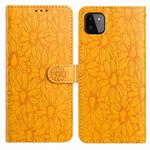 For Samsung Galaxy A22 5G Daisy Embossed Leather Phone Case(Yellow)