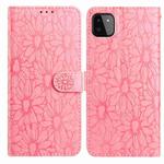 For Samsung Galaxy A22 5G Daisy Embossed Leather Phone Case(Pink)