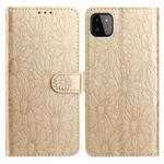 For Samsung Galaxy A22 5G Daisy Embossed Leather Phone Case(Gold)