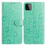 For Samsung Galaxy A22 5G Daisy Embossed Leather Phone Case(Green)