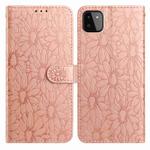 For Samsung Galaxy A22 5G Daisy Embossed Leather Phone Case(Rose Gold)