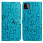 For Samsung Galaxy A22 5G Daisy Embossed Leather Phone Case(Blue)