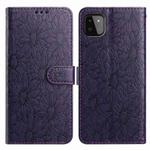 For Samsung Galaxy A22 5G Daisy Embossed Leather Phone Case(Dark Purple)