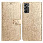 For Samsung Galaxy A14 5G Daisy Embossed Leather Phone Case(Gold)