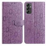 For Samsung Galaxy A14 5G Daisy Embossed Leather Phone Case(Light Purple)