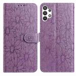 For Samsung Galaxy A13 4G Daisy Embossed Leather Phone Case(Light Purple)