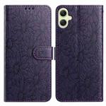 For Samsung Galaxy A05 Daisy Embossed Leather Phone Case(Dark Purple)