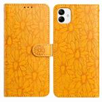 For Samsung Galaxy A04e Daisy Embossed Leather Phone Case(Yellow)