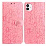 For Samsung Galaxy A04e Daisy Embossed Leather Phone Case(Pink)