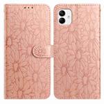 For Samsung Galaxy A04e Daisy Embossed Leather Phone Case(Rose Gold)