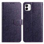 For Samsung Galaxy A04e Daisy Embossed Leather Phone Case(Dark Purple)