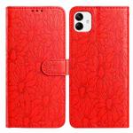 For Samsung Galaxy A04 Daisy Embossed Leather Phone Case(Red)