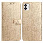 For Samsung Galaxy A04 Daisy Embossed Leather Phone Case(Gold)