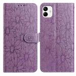 For Samsung Galaxy A04 Daisy Embossed Leather Phone Case(Light Purple)