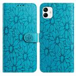For Samsung Galaxy A04 Daisy Embossed Leather Phone Case(Blue)
