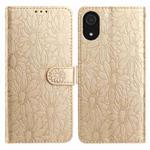 For Samsung Galaxy A03 Core Daisy Embossed Leather Phone Case(Gold)